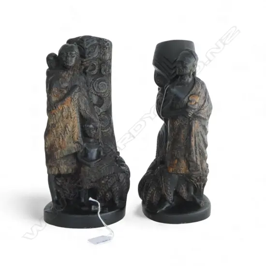 2 MAORI WAX CANDLES H.320mm wahine & tane