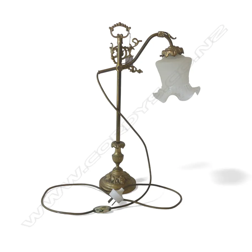 BRASS  TABLE LAMP FROSTED GLASS SHADE H500MM Image 1++