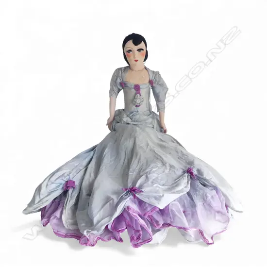 1920'S BOUDOIR DOLL fine silk covered showing distress L.750mm