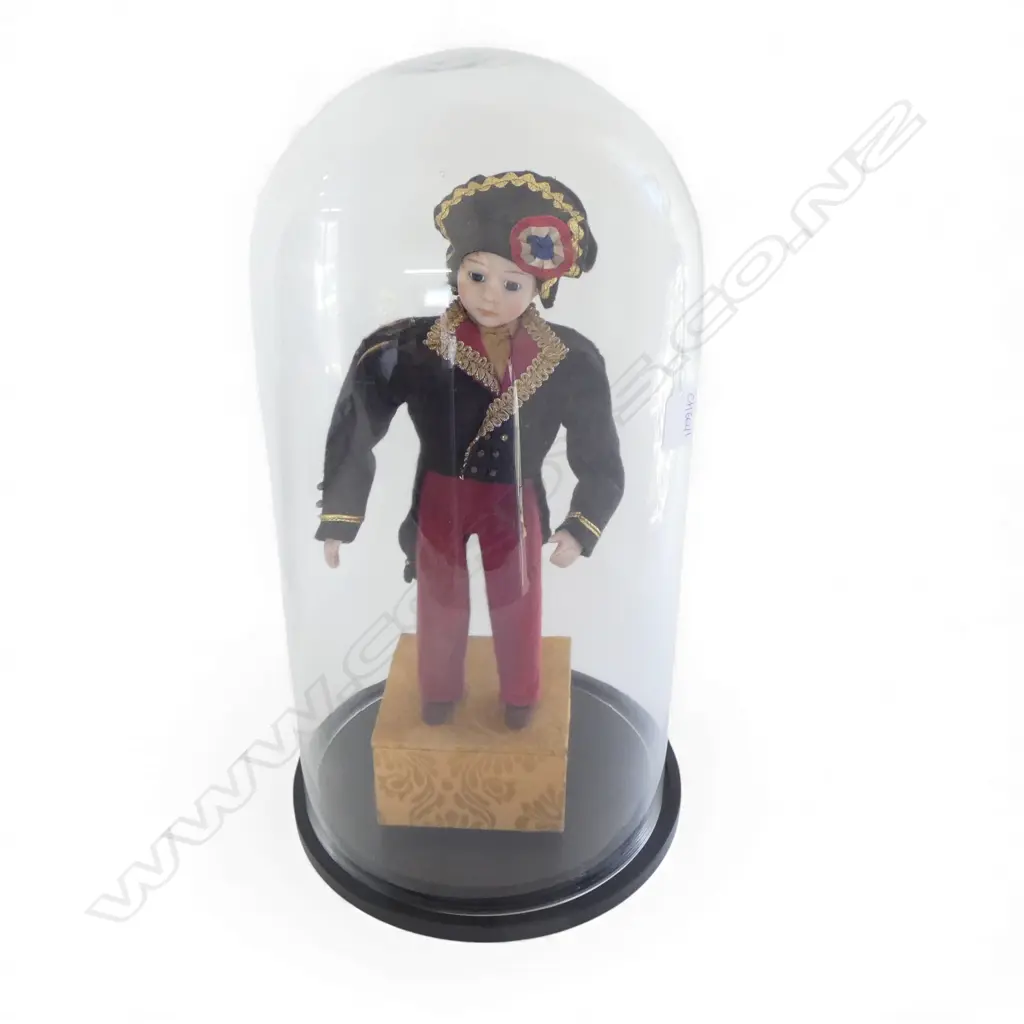 LG GLASS DOME w. FRENCH AUTOMATA DOLL STANDING ON MUSIC BOX H.500mm Image 1++