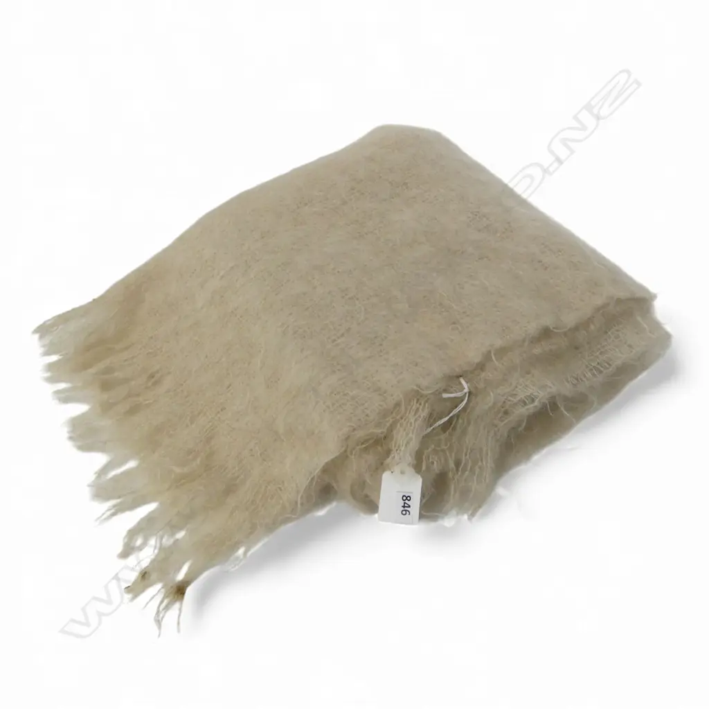 SCOTTISH MOHAIR THROW LABELLED 'ALL MOHAIR PILE' CREAM TONE Image 1++