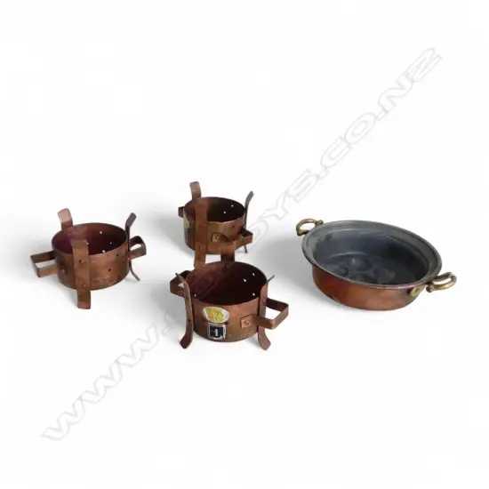 COPPER EGG PAN 185mm dia + 3 INDIAN COPPER BURNERS