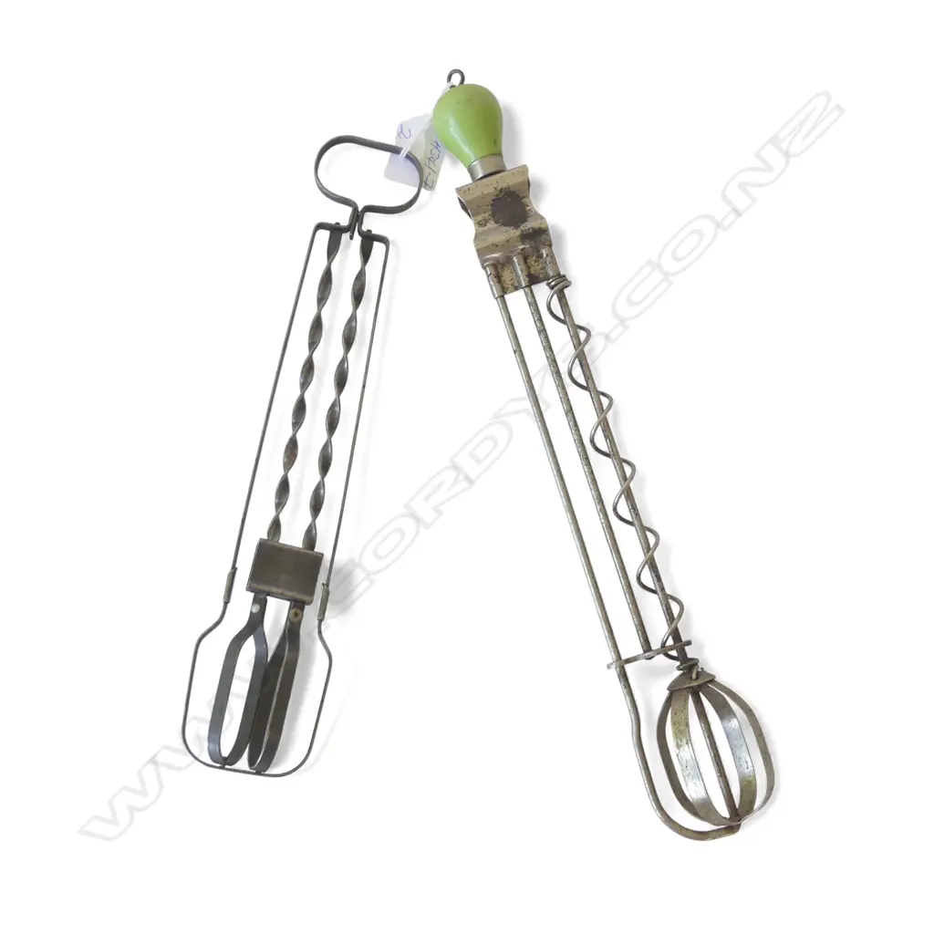 2 EARLY TYPE EGG BEATERS / WHISKS with up & down sliding action Image 1++