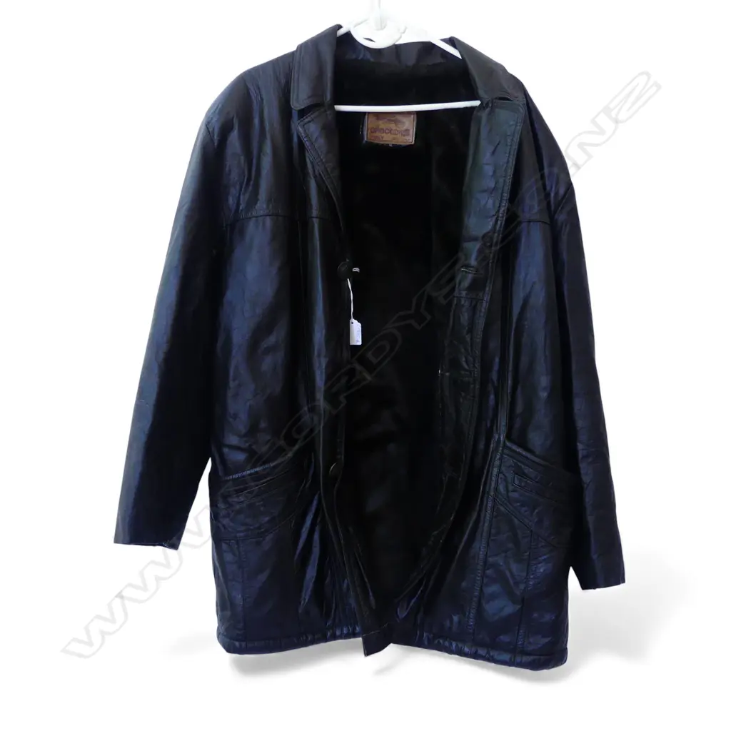 VINTAGE DARK BROWN LEATHER JACKET faux fur lined. SIZE XL Image 1++