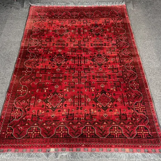 AFGHAN BALUCHI ALL WOOL HAND KNOTTED RUG red dominant 2330 x 1700mm.