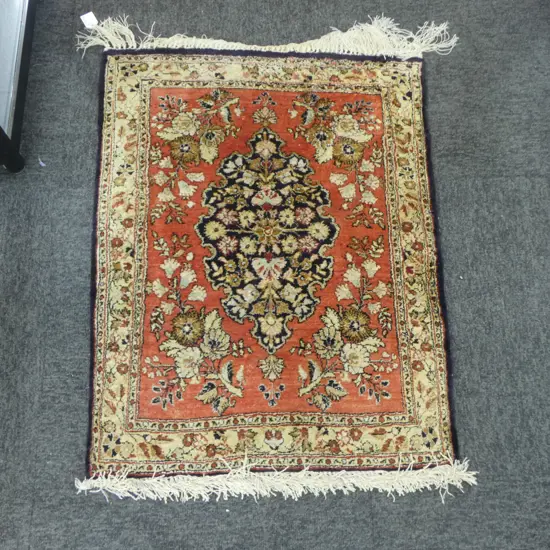HAND KNOTTED SILK RUG 770x590mm