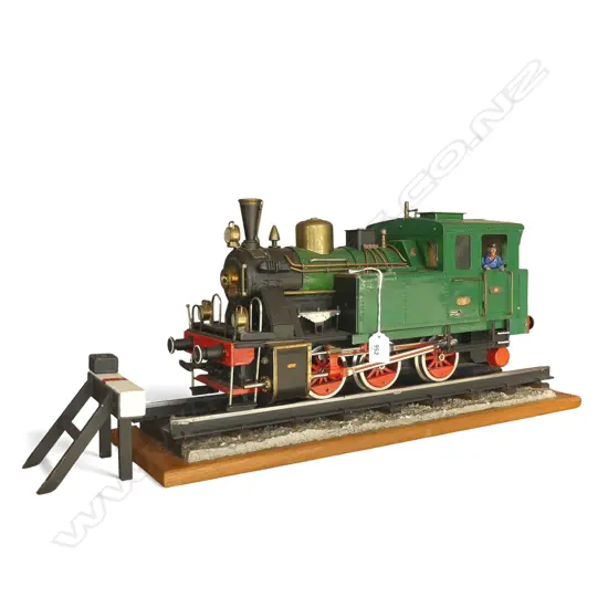 A VINTAGE MODEL STEAM TRAIN WITH TRACKS - 480mm (L) of train