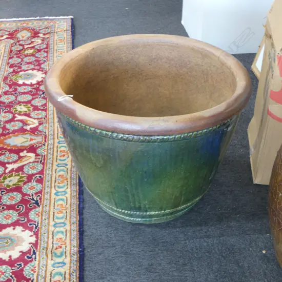 LG GREEN GLAZED GARDEN POT PLANTER H.450mm 640mm