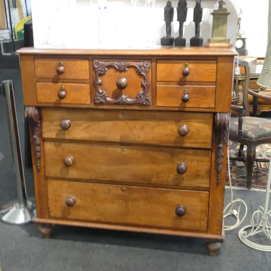 ANTIQUE MAHOGANY SCOTCH CHEST 1160x540x1190mm