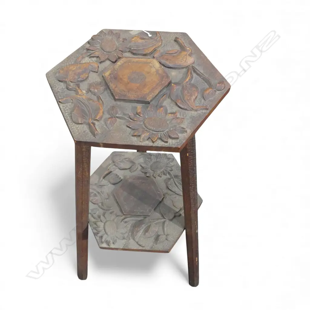 ANTIQUE CARVED WOODEN SIDE TABLE H.760mm, 340mm Image 1++