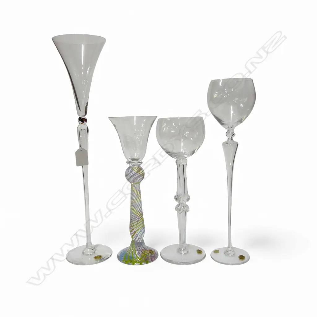 4 VAL SAINT LAMBERT TALL ART CRYSTAL GOBLETS H.430mm Image 1++