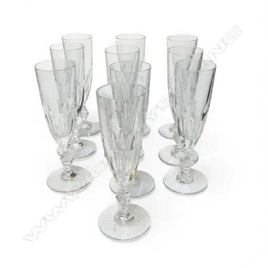 10 VAL SAINT LAMBERT CHAMPAGNE FLUTES H.190mm