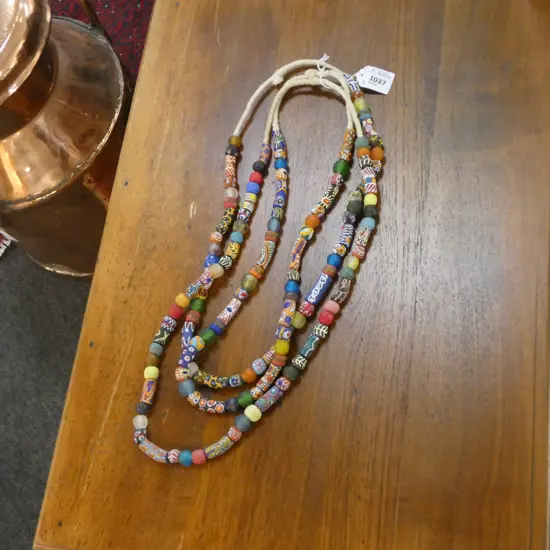 3 AFRICAN GLASS BEAD NECKLACES