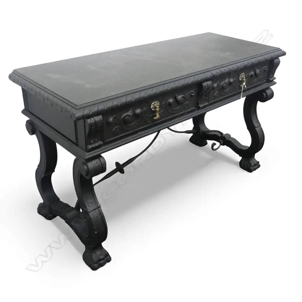TWO DRAWER CONTINENTAL ANTIQUE STYLE CONSOLE TABLE 1220x480x710mm Image 1++