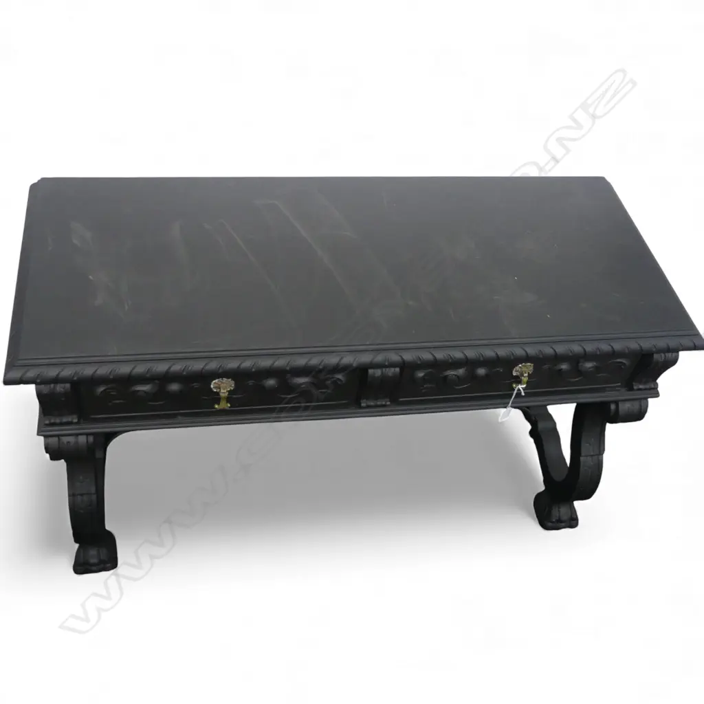 TWO DRAWER CONTINENTAL ANTIQUE STYLE CONSOLE TABLE 1220x480x710mm Image 1++