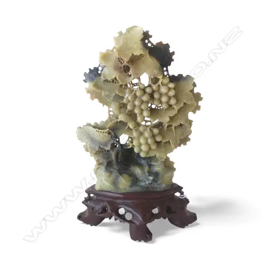 OLD CHINESE CARVED SOAPSTONE ORNAMENT H.245mm