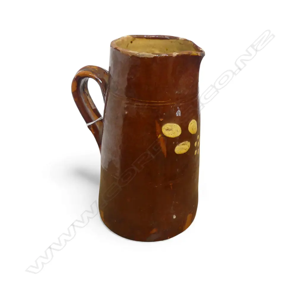 VINTAGE EUROPEAN GLAZED REDWARE JUG H.215mm Image 1++