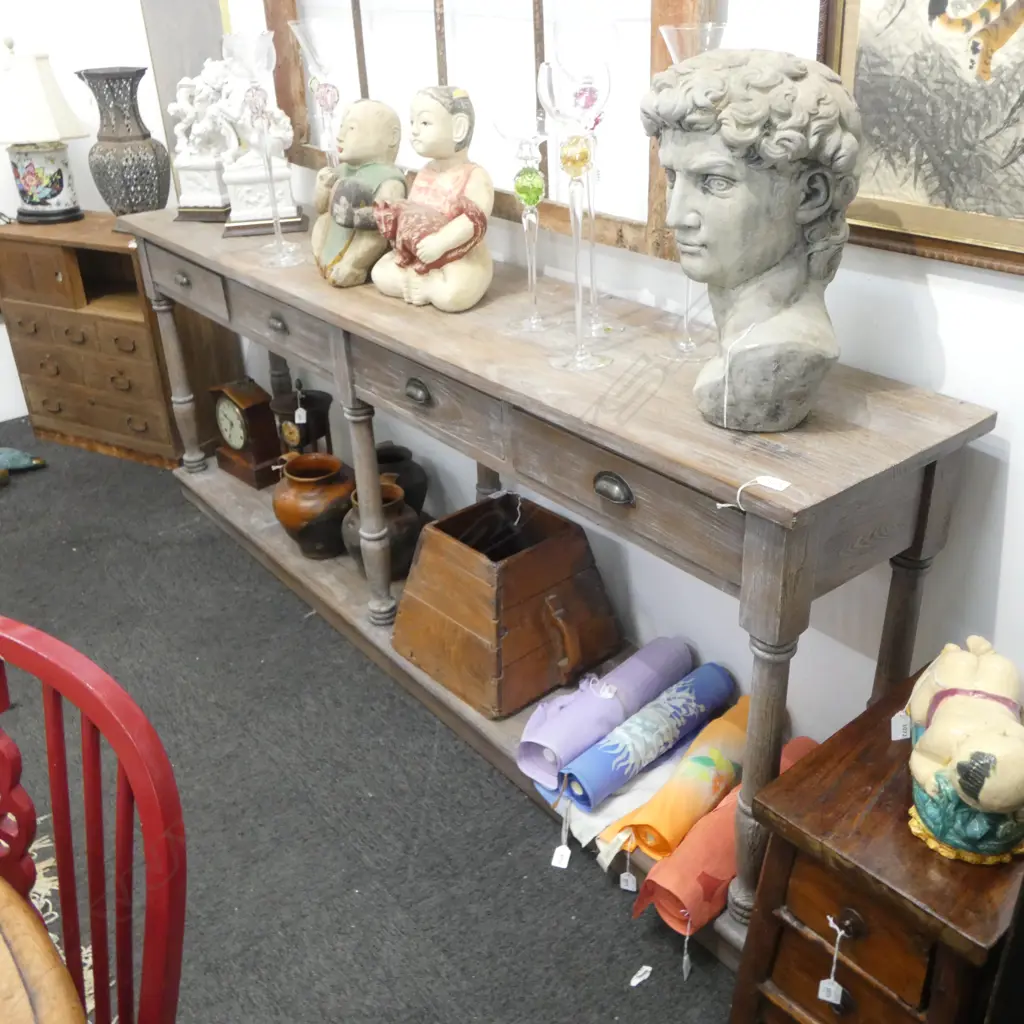 FRENCH COUNTRY STYLE CONSOLE TABLE 2100x400x790mm four drawer Image 1++