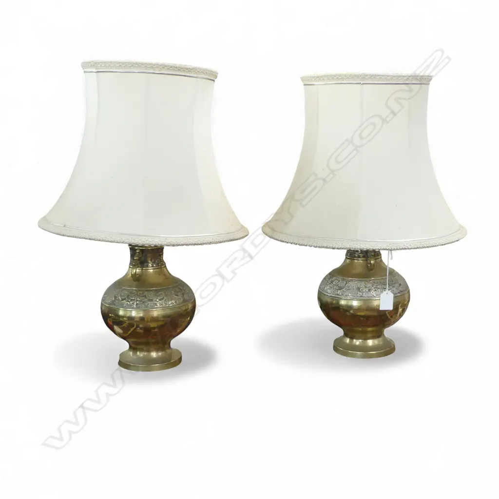 PR TABLE LAMPS; ORIENTAL BRASS BASES H.590mm Image 1++
