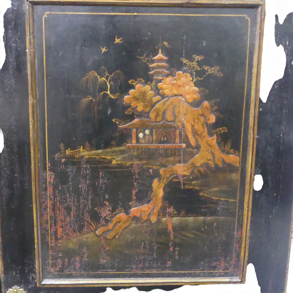 OLD CHINESE BLACK LACQUER ENGLISH CUPBOARD with key 1165x560x1470mm Image 1++