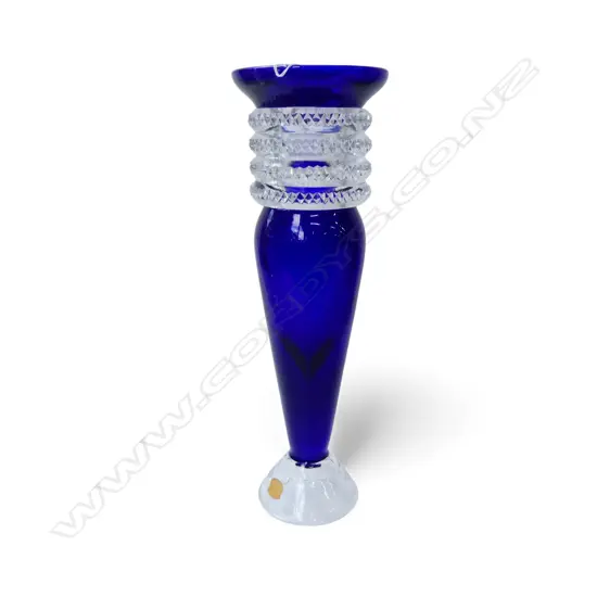 VAL SAINT LAMBERT BLUE CRYSTAL VASE H.410mm