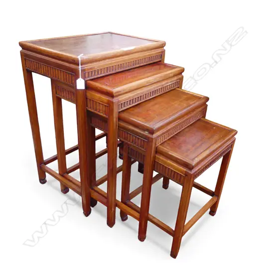 4 MAHOGANY NESTING TABLES 500x350x690mm