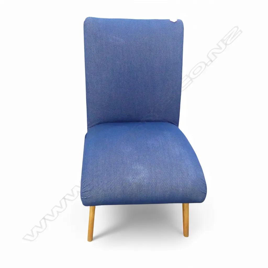 VINTAGE NZ RETRO UPHOLSTERED CHAIR blue upholstery Image 1++
