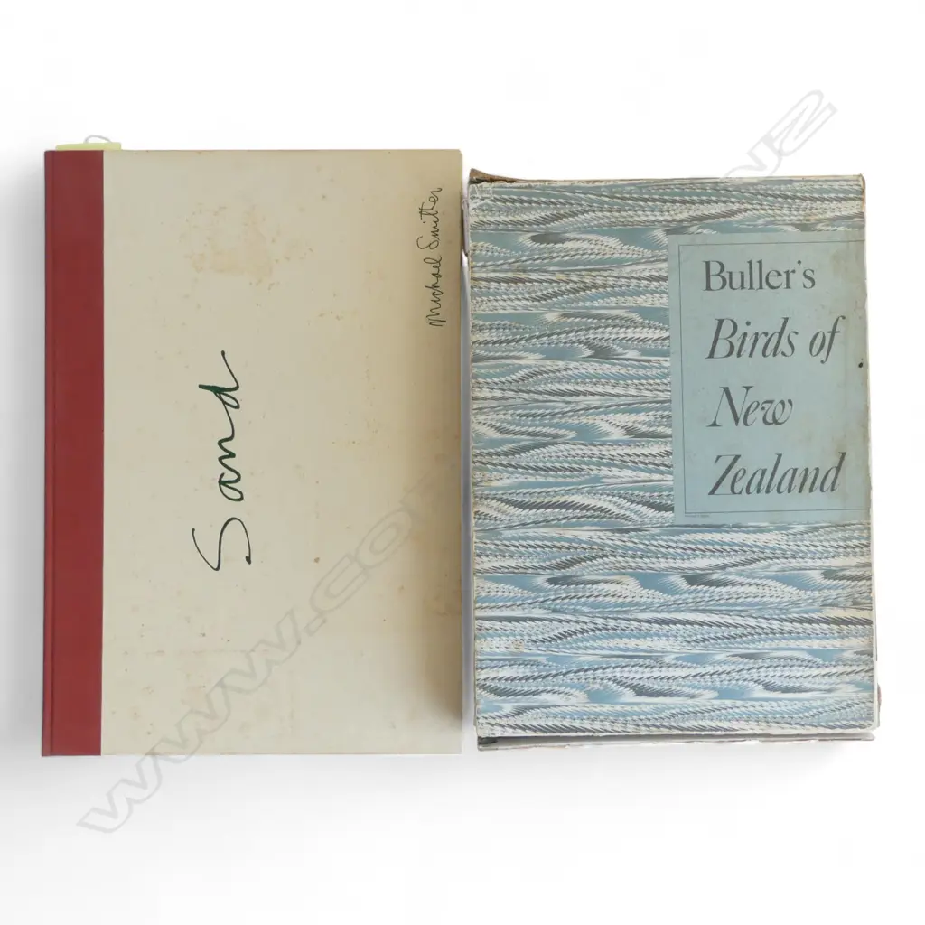 MICHAEL SMITHER 'SAND' & 'BULLER'S BIRDS of NEW ZEALAND', CASED LRG FORMAT, both distressed Image 1++