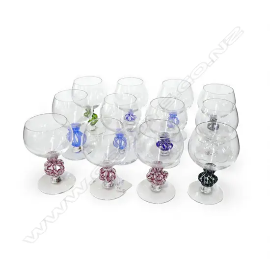 12 VAL SAINT LAMBERT CRYSTAL WINE GLASSES H.135mm