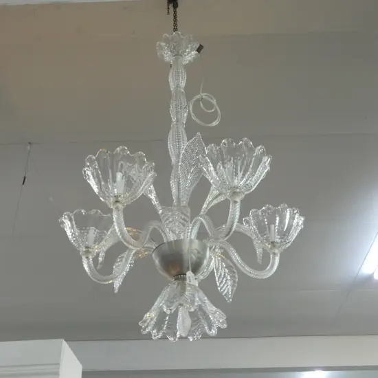 MURANO 5 arm CHANDELIER recently restored H.1100 W.700mm