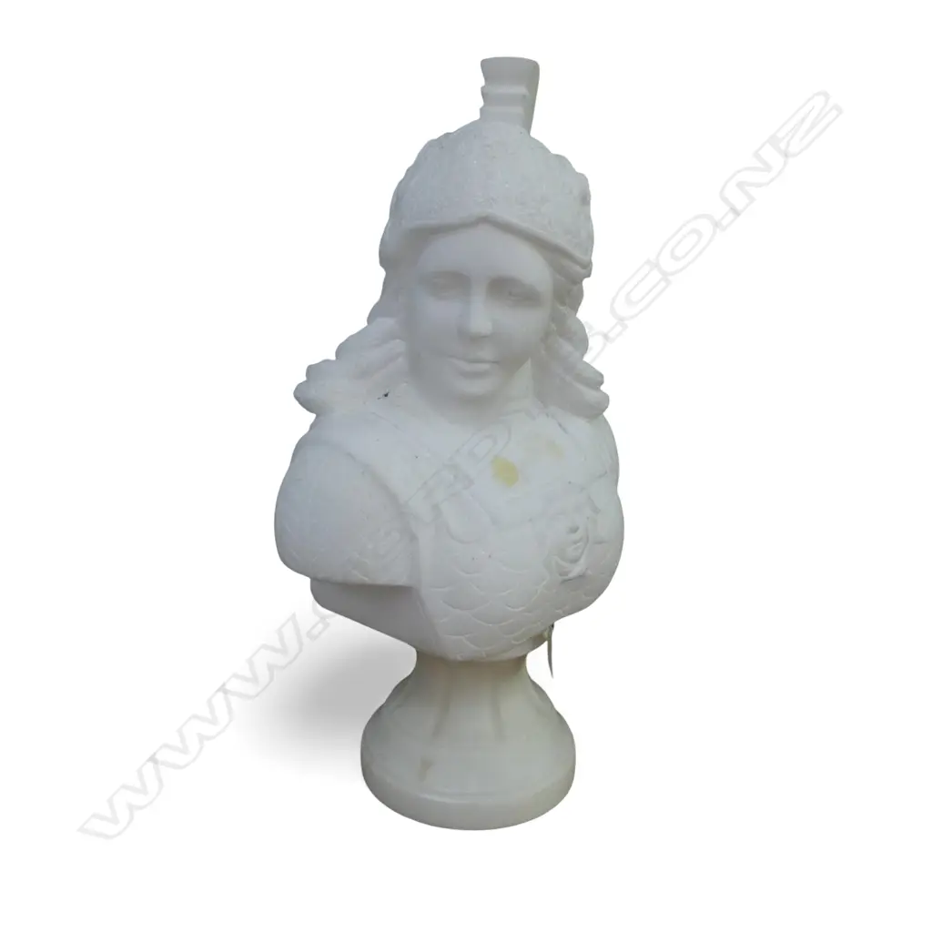 A MARBLE FIGURAL BUST OF A MAIDEN WARRIOR ON A SOCLE BASE  600 H (mm) Image 1++