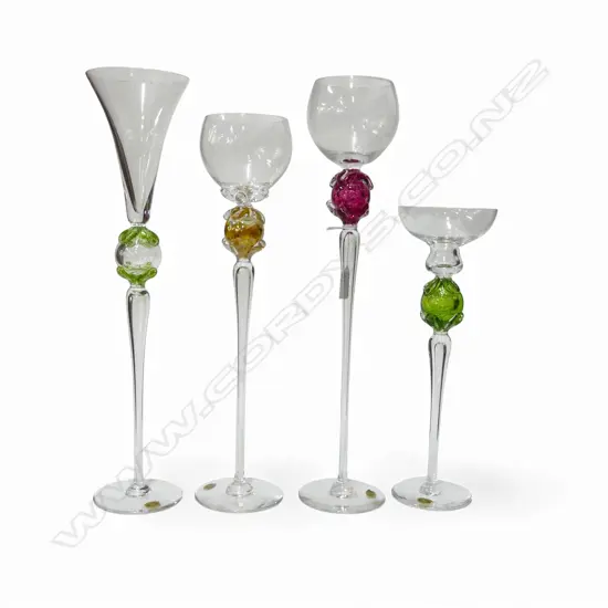 4 VAL SAINT LAMBERT TALL ART CRYSTAL GOBLETS H.450mm