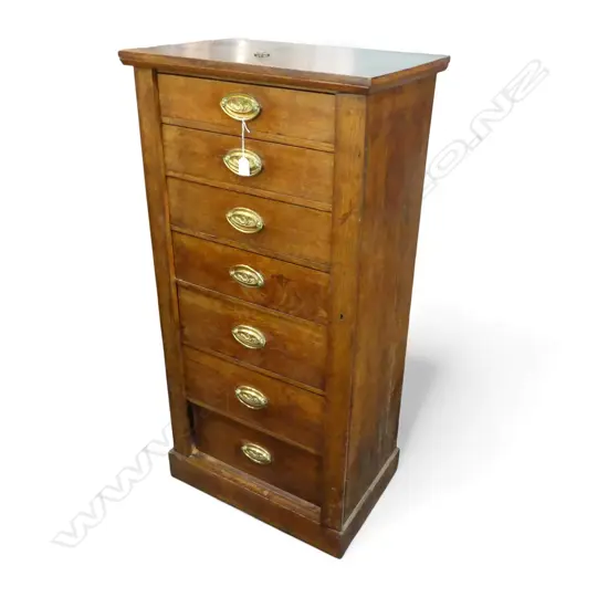ANTIQUE 7 DRAWER TALL BOY WELLINGTON CHEST 585x390x1175mm