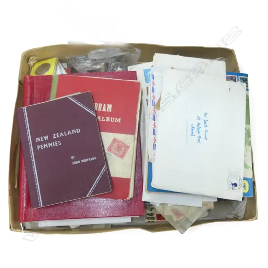 ASST. STAMPS; ALBUMS, FIRST DAY COVERS + COINS