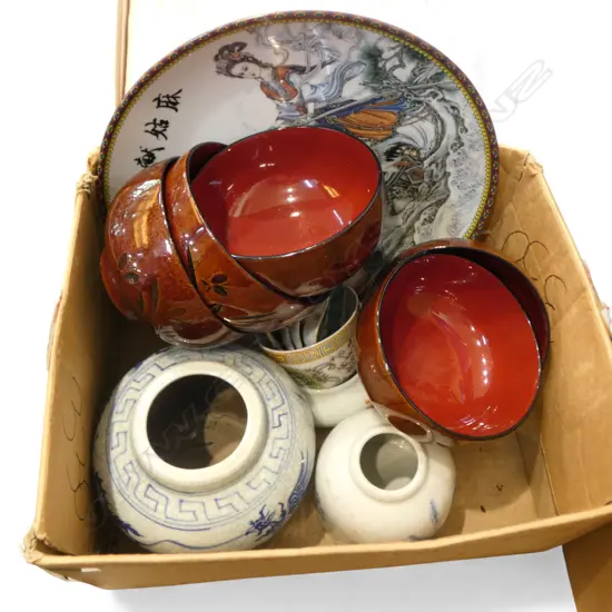 ASST. ORIENTAL CHINA + 5 LACQUER BOWLS