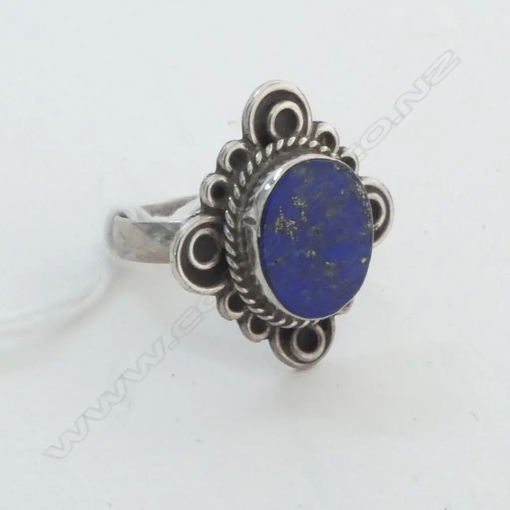 STG SILVER & LAPIS LAZULI RING SIZE Q Image 1++