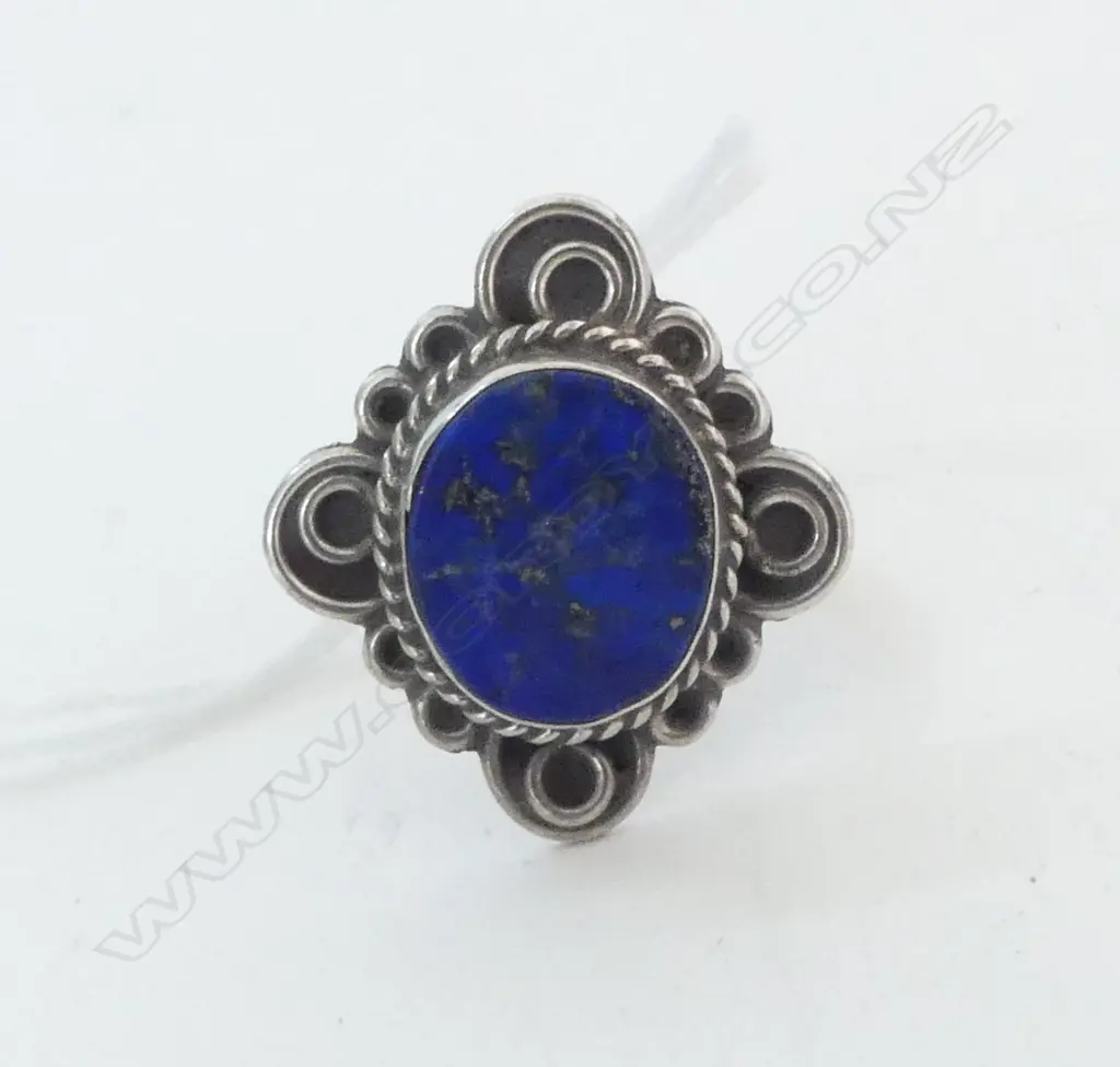 STG SILVER & LAPIS LAZULI RING SIZE Q Image 1++