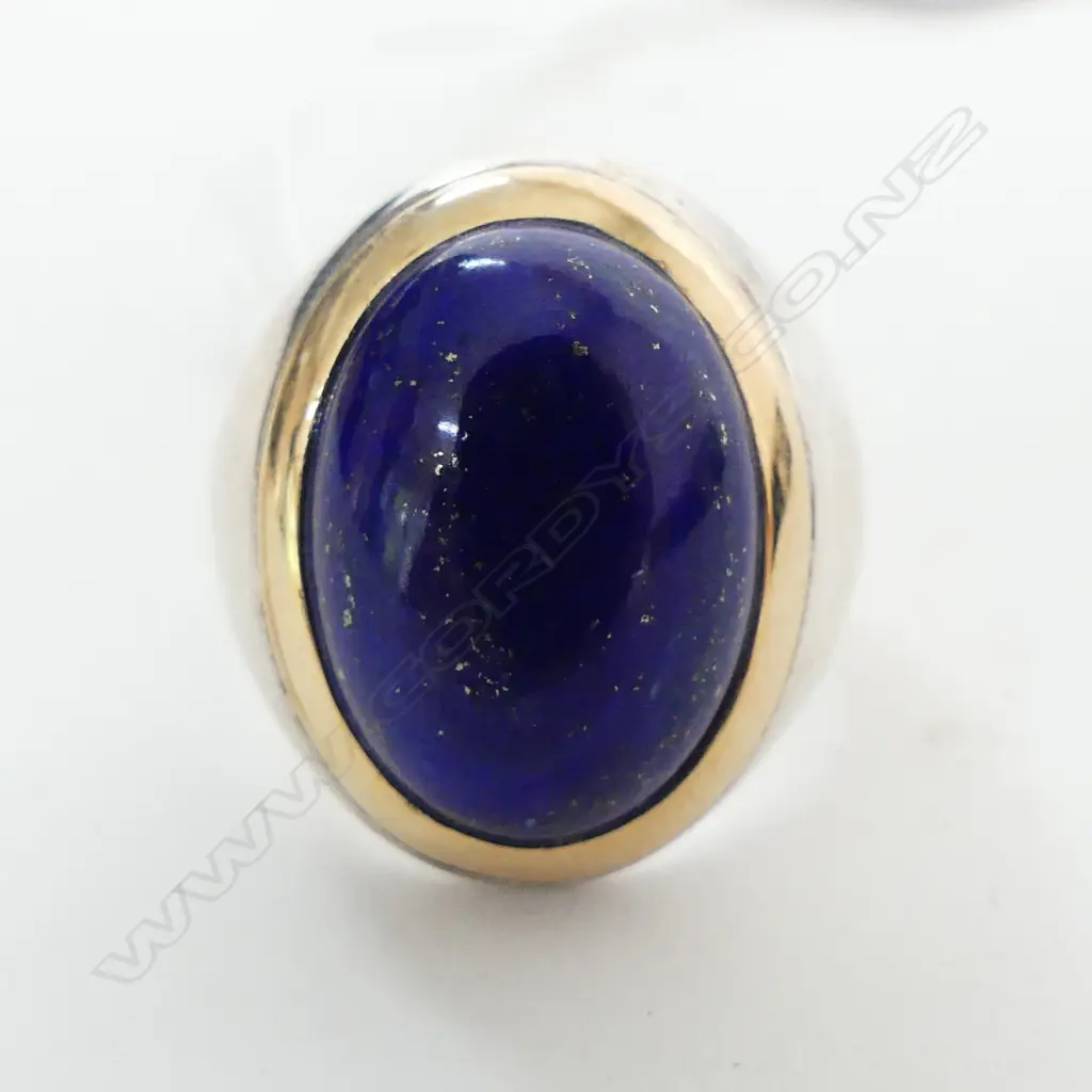 NAJO STG SILVER & LAPIS LAZULI RING w. 18ct GOLD RIM, '30 YEARS' ED. Image 1++
