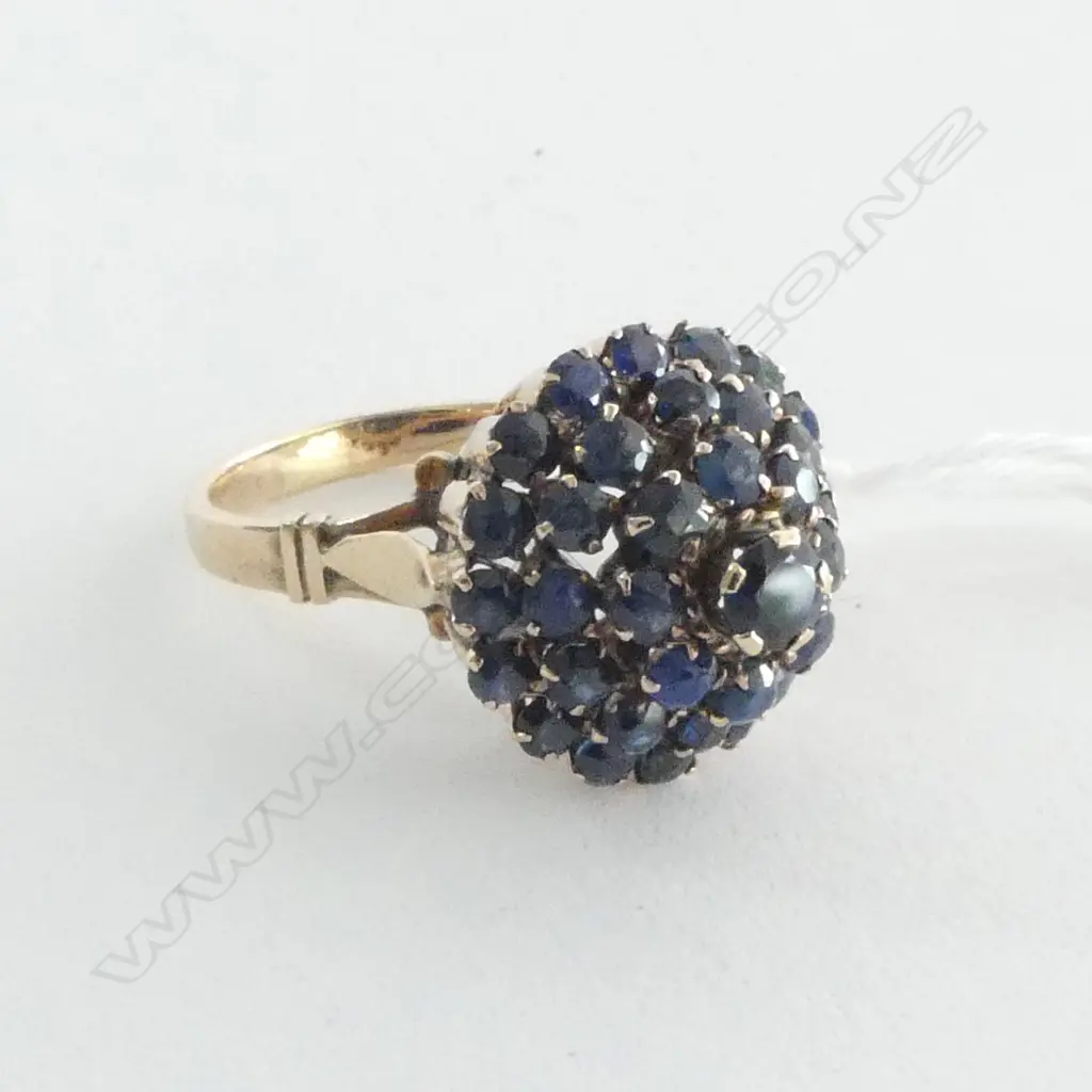 14CT & SAPPHIRE PRINCESS RING, 4.6grms SIZE N Image 1++