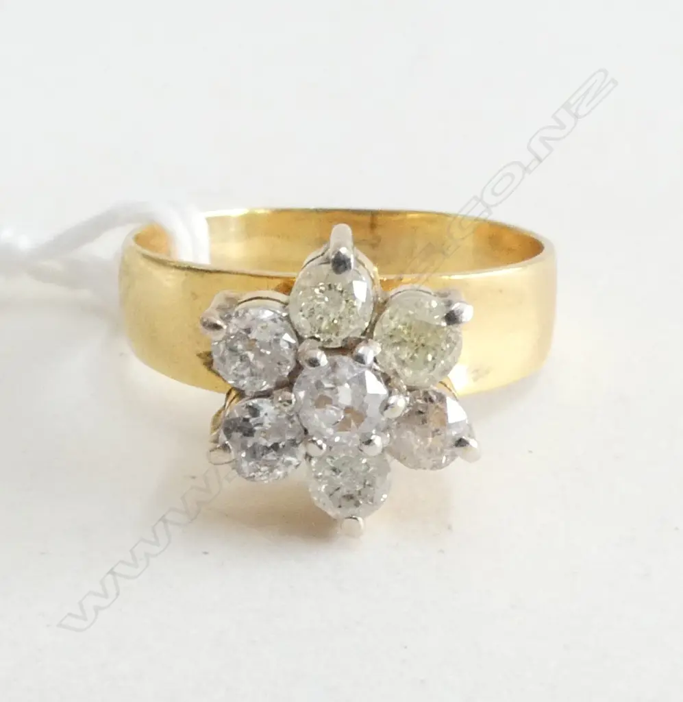 14ct GOLD AND DIAMOND CLUSTER RING (TDW 0.75ct Colour I-M Clarity I1-I3 Ring size M) 3.54gms Image 1++