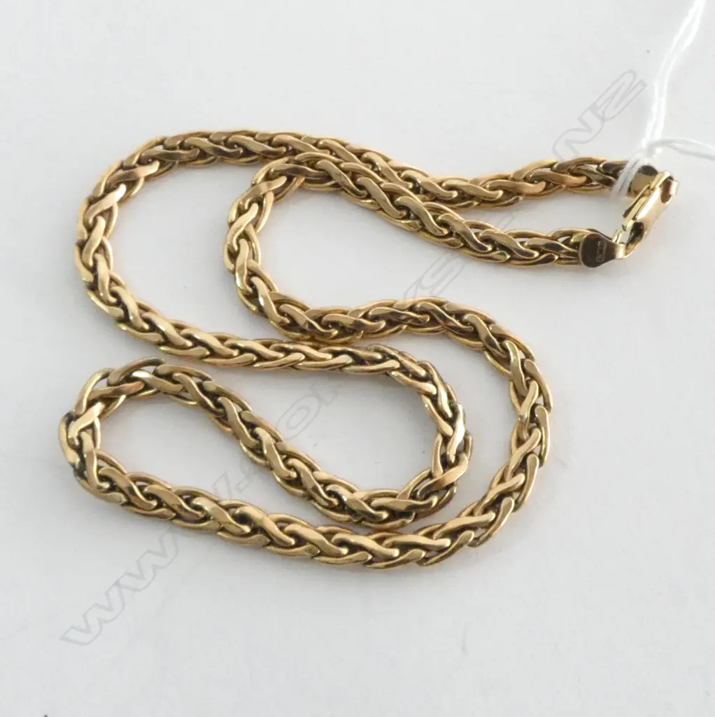9ct HOLLOW WOVEN STYLE NECKLACE L.420mm, 14.5gms Image 1++