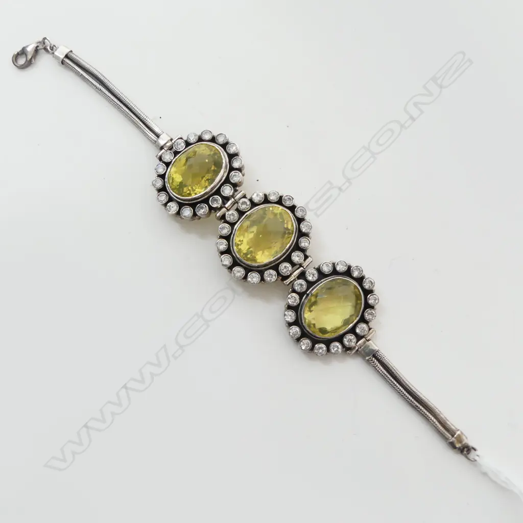 STG SILVER & LEMON CITRINE BRACELET L.190mm Image 1++