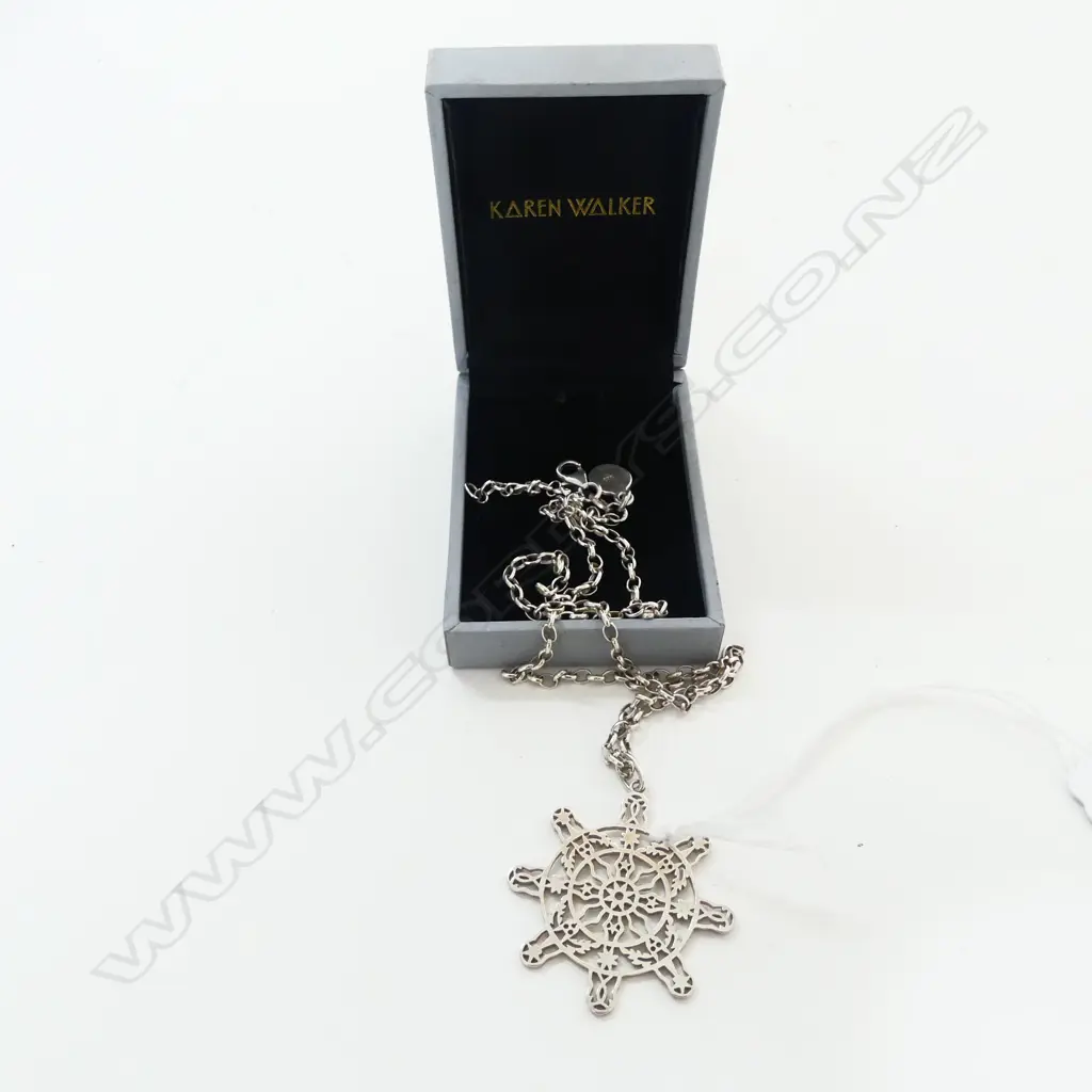 KAREN WALKER STG SILVER PENDANT ON SILVER CHAIN L.250mm Image 1++