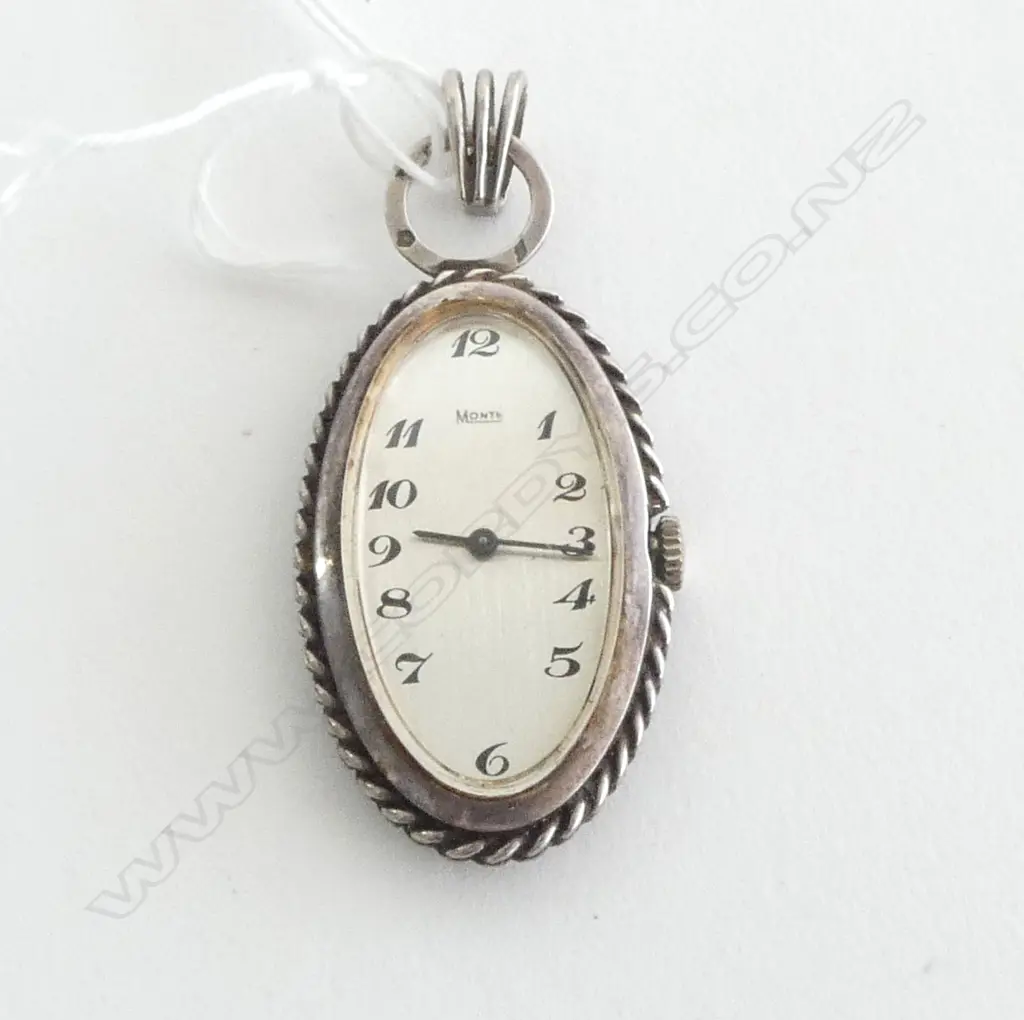 MONTE VINTAGE .800 SILVER PENDANT WATCH WORKING Image 1++