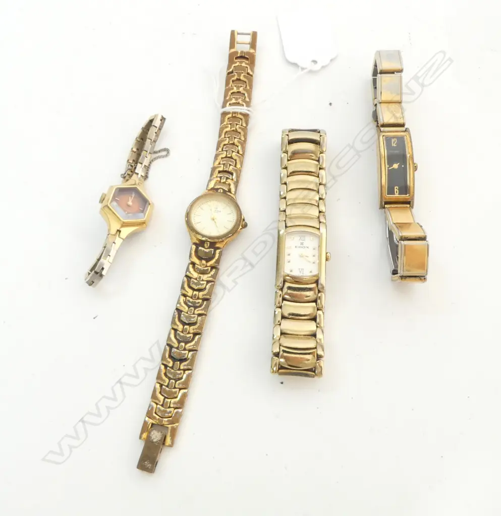 FOUR VINTAGE LADIES' WATCHES INCL OLYMPIC SEIKO EDOX - NOT WORKING Image 1++