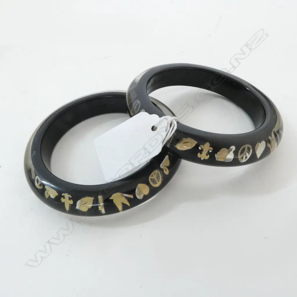 PR BLACK & GOLD TRELISE COOPER BANGLES W.620mm Image 1++