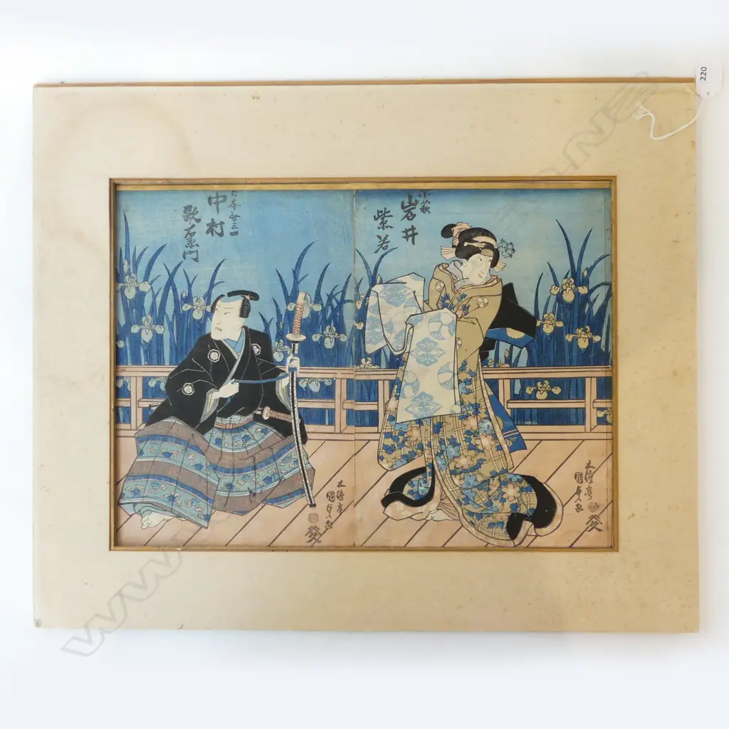 DIPTYCH UKIYO-E WOODBLOCK PRINT BY KUNISADA (LOOSE) 400x530mm Image 1++