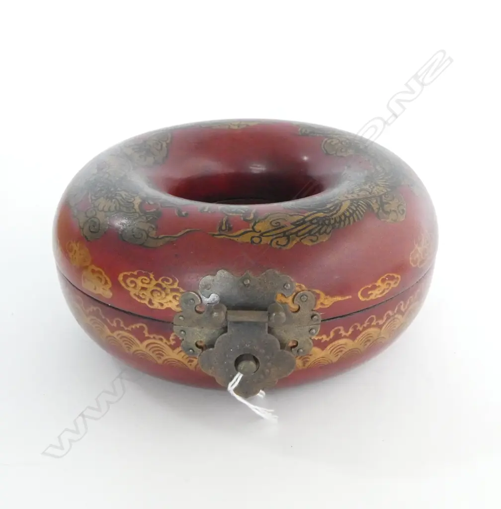 CHINESE LACQUER CIRCULAR TRINKET BOX Dia.200mm Image 1++