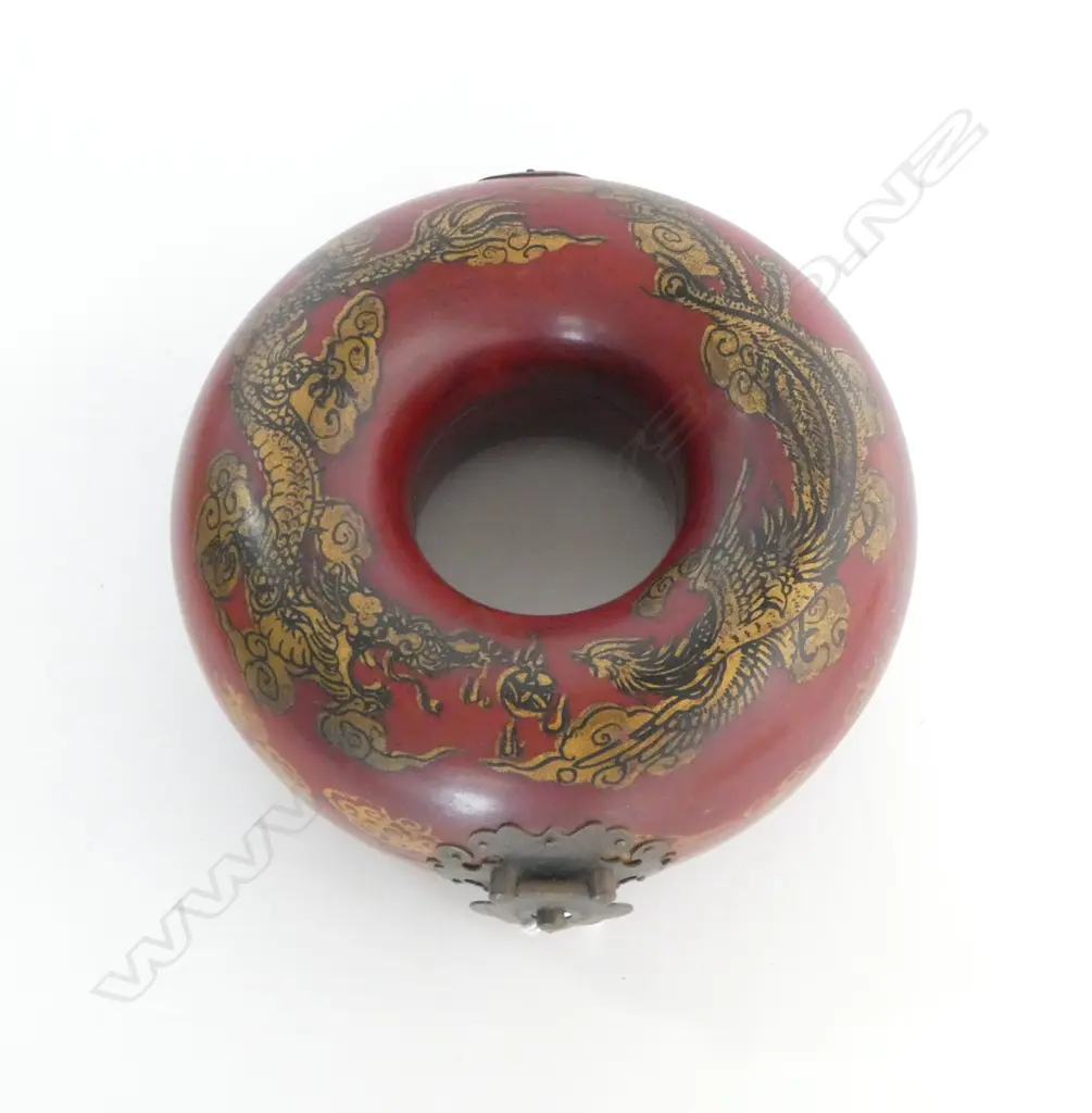 CHINESE LACQUER CIRCULAR TRINKET BOX Dia.200mm Image 1++
