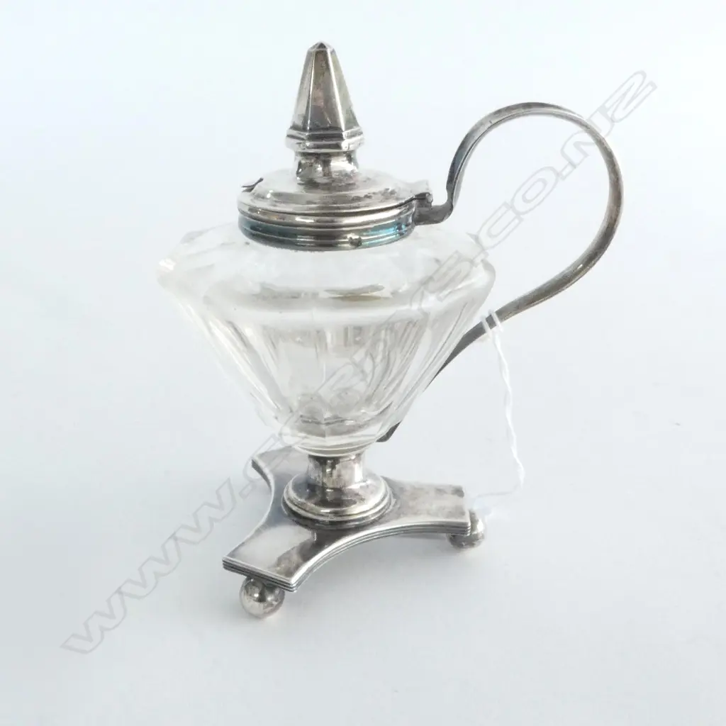 EUROPEAN LATE 19TH C faceted Glass PRESERVED POT  H.140mm Image 1++